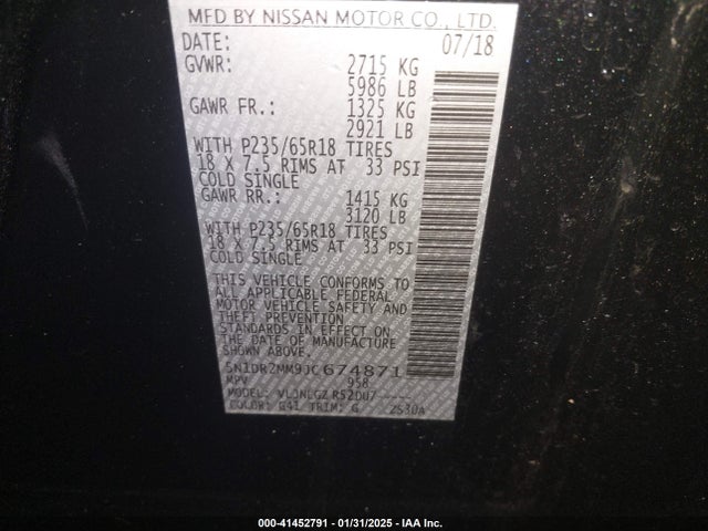 Nissan Pathfinder Sl 2018 5N1DR2MM9JC674871 Image 9