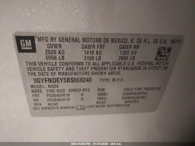 2011 CADILLAC SRX 3GYFNDEY5BS668240 Photo 8