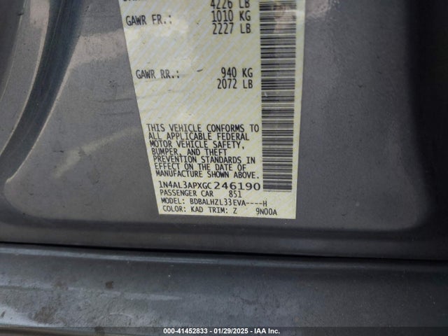 1N4AL3APXGC246190 Nissan Altima 2.5 Sr