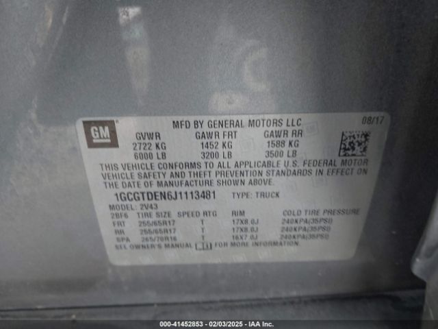 1GCGTDEN6J1113481 Chevrolet Colorado Z71