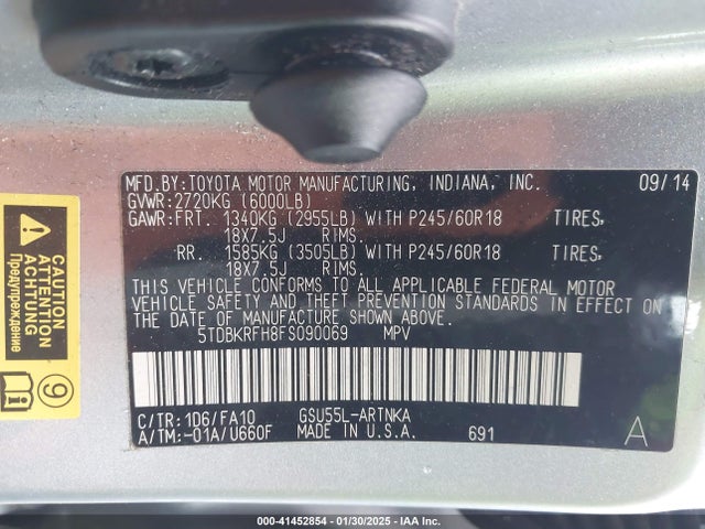 5TDBKRFH8FS090069 Toyota Highlander Le Plus V6