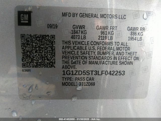 1G1ZD5ST3LF042253 Chevrolet Malibu Fwd Lt