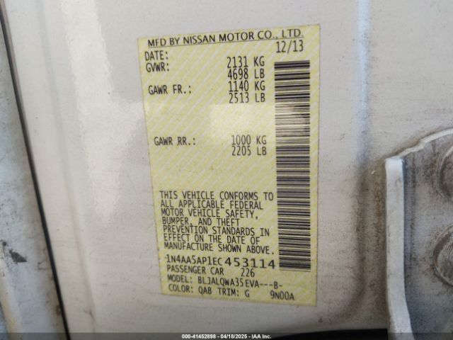 1N4AA5AP1EC453114 Nissan Maxima 3.5 S