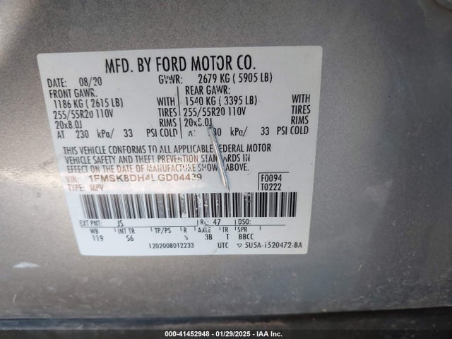 Ford EXPLORER XLT 2020 1FMSK8DH4LGD04439 Image 9