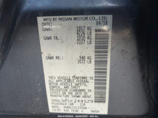 1N4AL3AP3JC244529 Nissan Altima 2.5 Sv