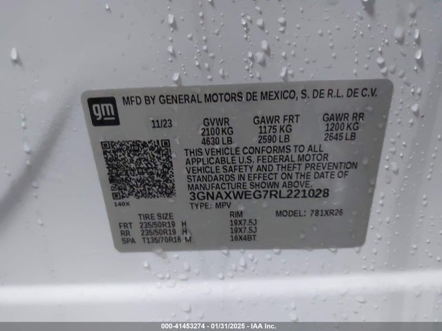 3GNAXWEG7RL221028 Chevrolet Equinox Awd Rs