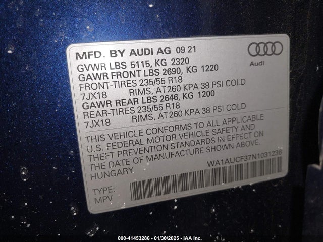 2022 AUDI Q3 WA1AUCF37N1031236 Photo 8