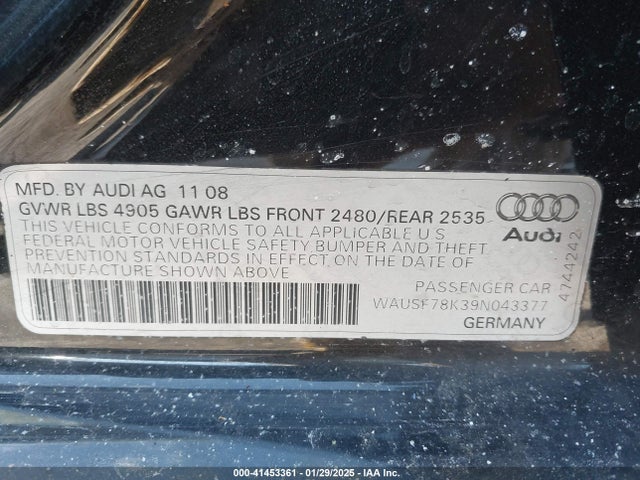 2009 AUDI A4 WAUSF78K39N043377 Photo 8
