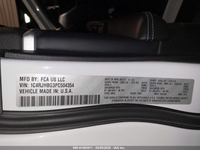 1C4RJHBG3PC504354 Jeep Grand Cherokee Limited 4x4