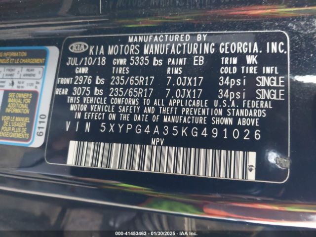 5XYPG4A35KG491026 KIA Sorento 2.4l L