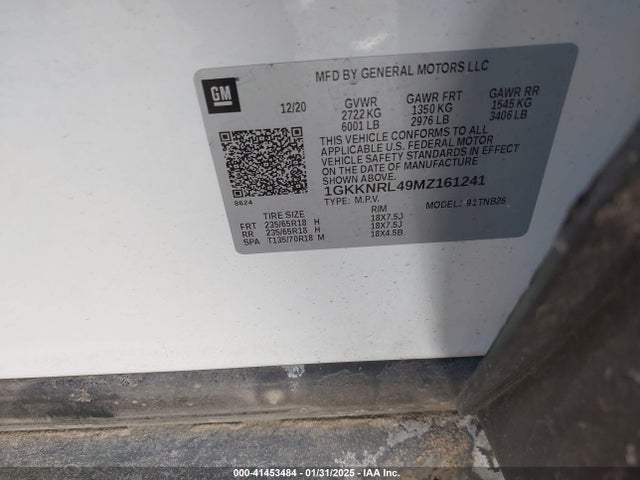 1GKKNRL49MZ161241 GMC Acadia Awd Sle