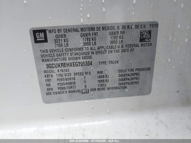 3GCUKREHXEG295304 Chevrolet Silverado 1500 1lt