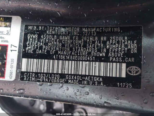 4T1BK1EBXEU090451 Toyota AVALON XLE