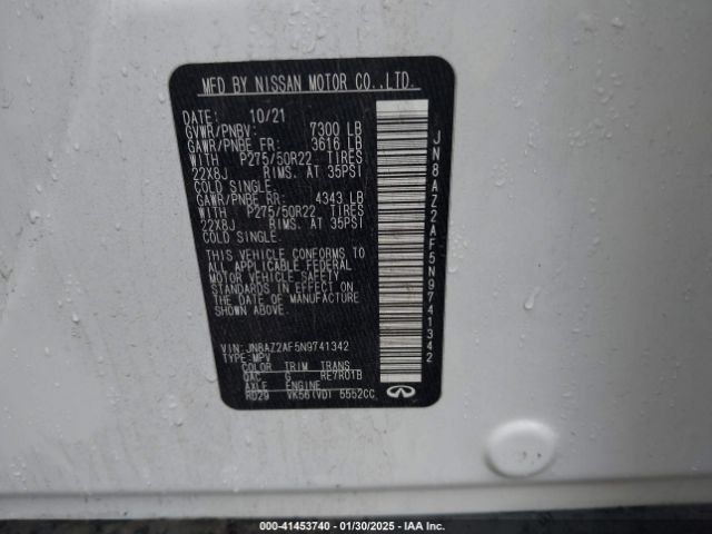 JN8AZ2AF5N9741342 Infiniti Qx80 Premium Select