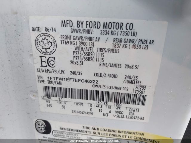 1FTFW1EF7EFC46222 Ford F-150 Fx4