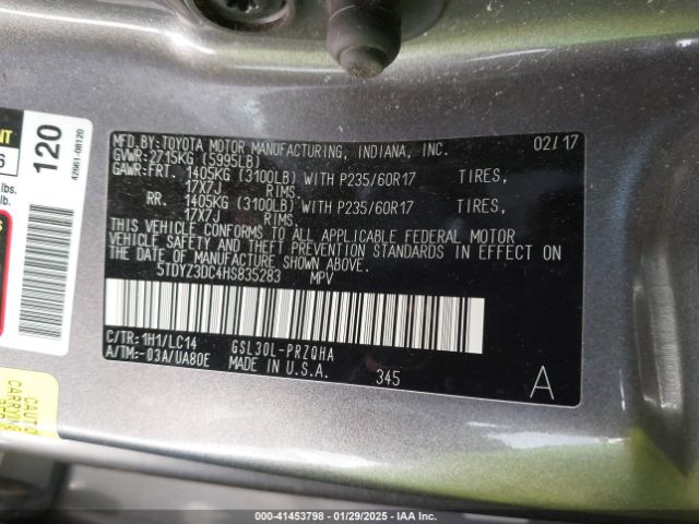 5TDYZ3DC4HS835283 Toyota Sienna Xle/limited