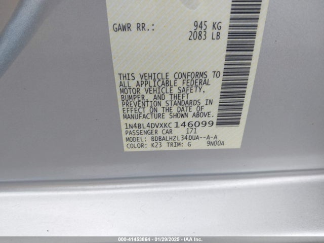 Nissan Altima 2.5 Sv 2019 1N4BL4DVXKC146099 Image 9