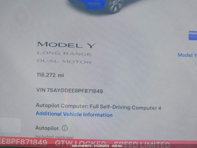 7SAYGDEE8PF871849 Tesla Model Y Awd/long Range Dual Motor All-wheel Drive