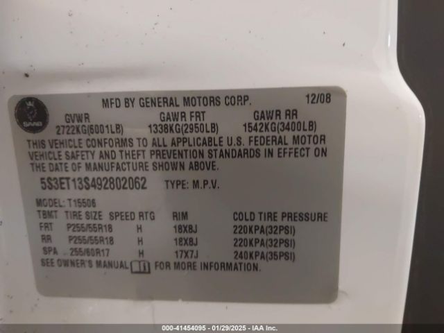 2009 SAAB 9-7X 5S3ET13S492802062 Photo 8