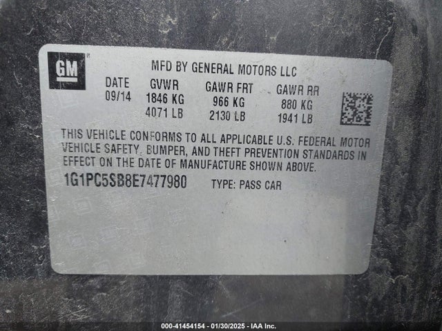 1G1PC5SB8E7477980 Chevrolet Cruze 1lt Auto