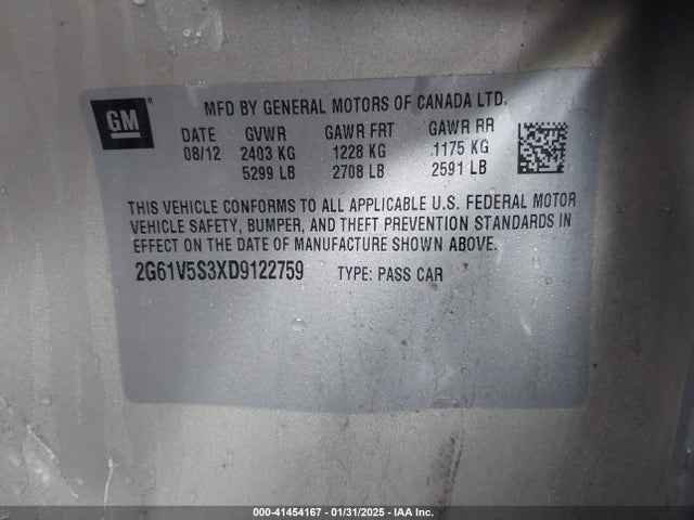 2013 CADILLAC XTS 2G61V5S3XD9122759 Photo 8