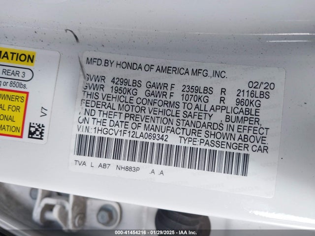 1HGCV1F12LA069342 Honda ACCORD LX