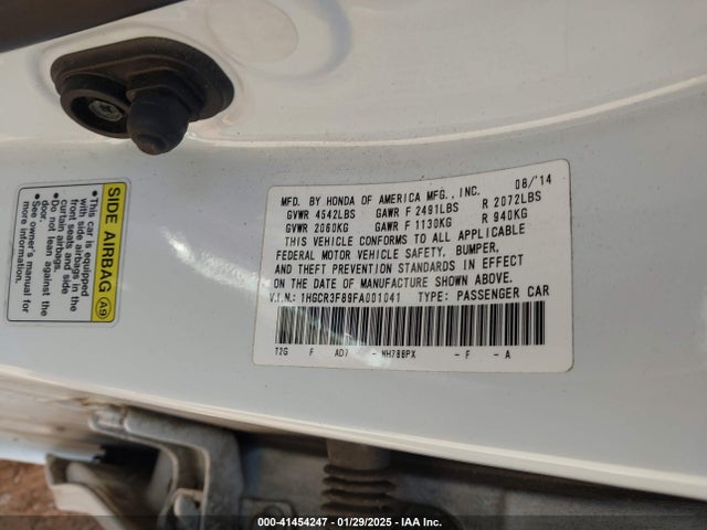 Honda Accord Ex-l V-6 2015 1HGCR3F89FA001041 Image 9