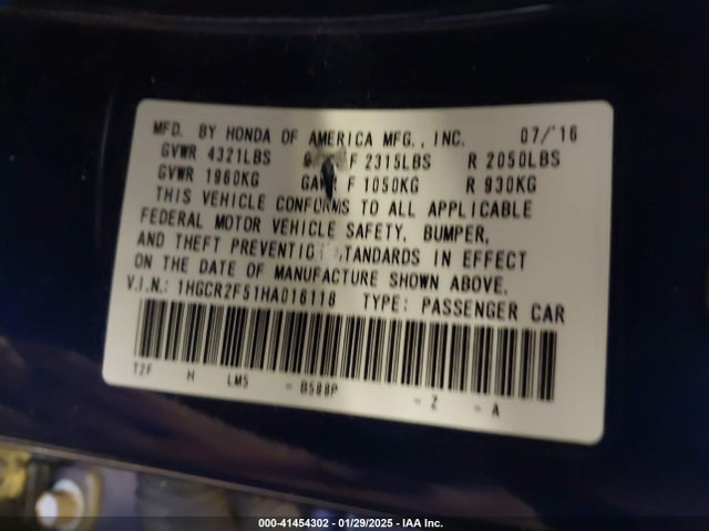 1HGCR2F51HA016118 Honda Accord Sport