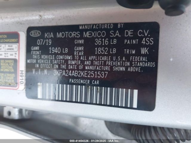 3KPA24AB2KE251537 KIA RIO S