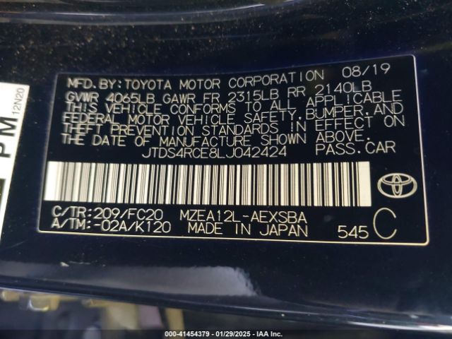 JTDS4RCE8LJ042424 Toyota m20-fks