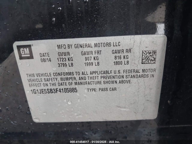 1G1JE5SB3F4105885 Chevrolet Sonic Ltz Auto