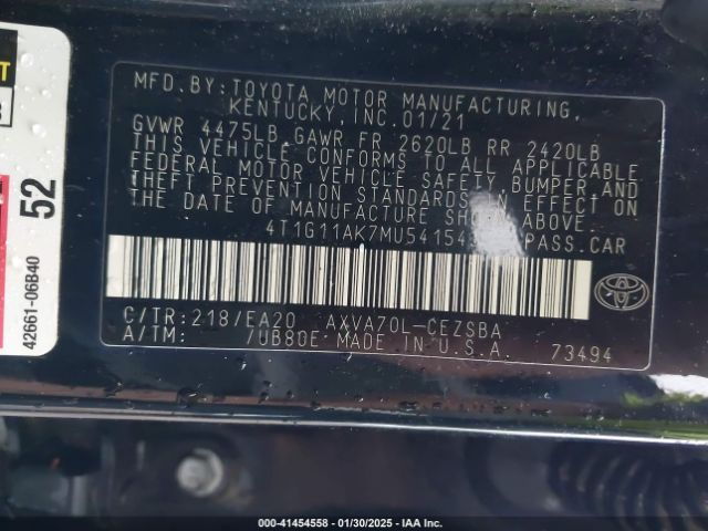 4T1G11AK7MU541543 Toyota CAMRY SE