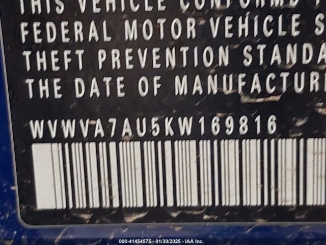 2019 VOLKSWAGEN GOLF R WVWVA7AU5KW169816 Photo 8