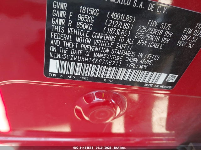 3CZRU5H14KG706211 Honda HR-V SPORT