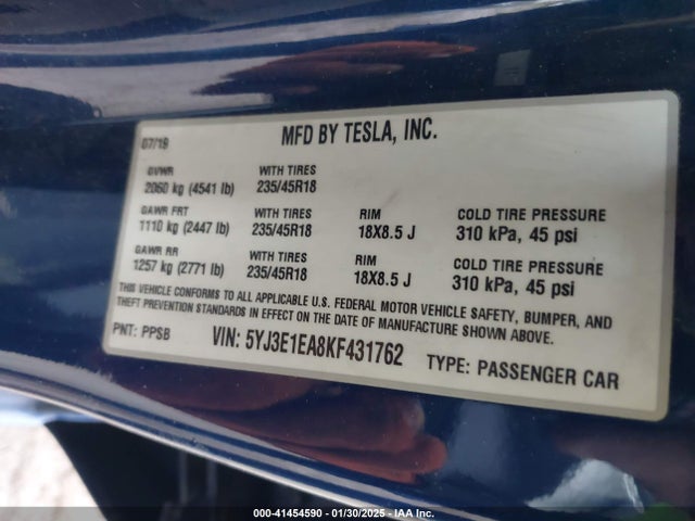 2019 TESLA MODEL 3 5YJ3E1EA8KF431762 Photo 8