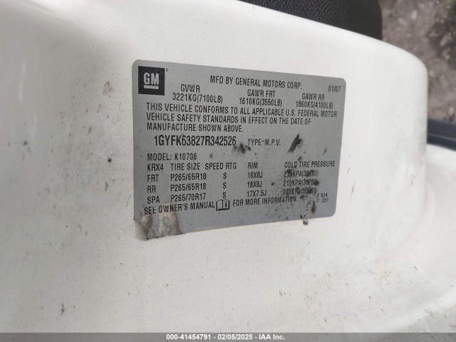 2007 CADILLAC ESCALADE 1GYFK63827R342526 Photo 8