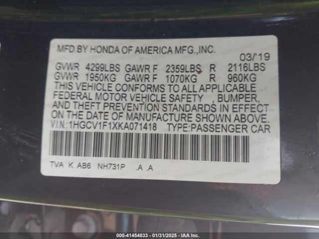 1HGCV1F1XKA071418 Honda ACCORD LX