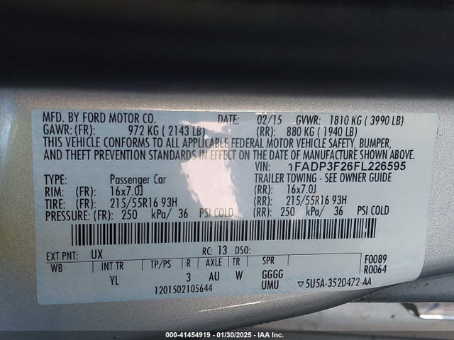 Ford FOCUS SE 2015 1FADP3F26FL226595 Image 9