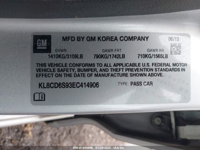 KL8CD6S93EC414906 Chevrolet Spark 1lt Auto