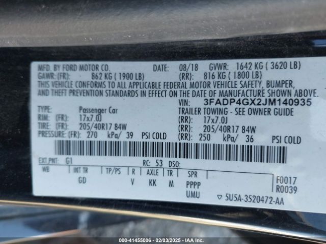 2018 FORD FIESTA 3FADP4GX2JM140935 Photo 8