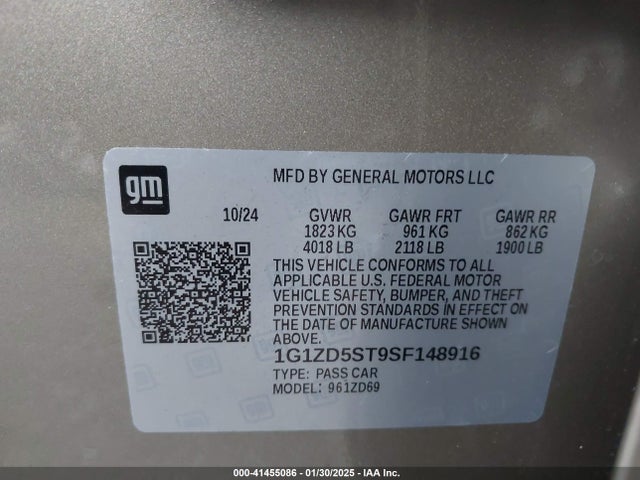 1G1ZD5ST9SF148916 Chevrolet Malibu Fwd 1lt