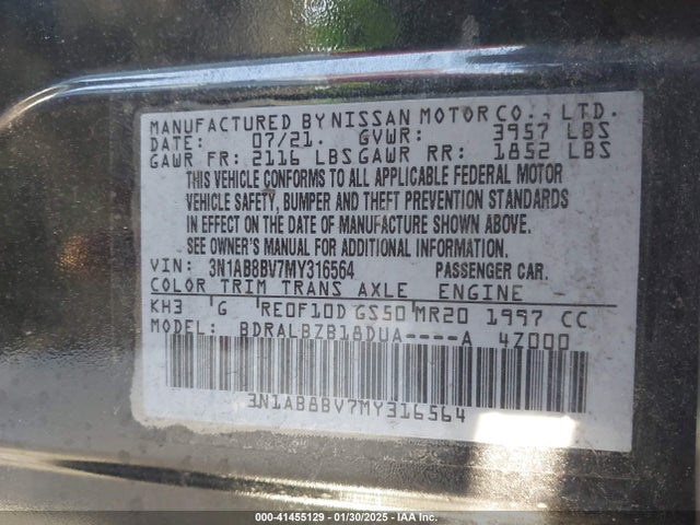 Nissan Sentra S Xtronic Cvt 2021 3N1AB8BV7MY316564 Image 9