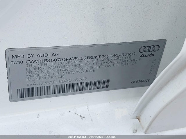 2011 AUDI A4 WAUWFAFL6BA018707 Photo 8