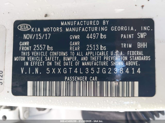 5XXGT4L35JG238414 KIA Optima Lx