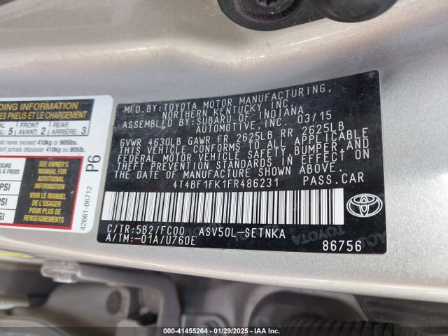 Toyota CAMRY LE 2015 4T4BF1FK1FR486231 Image 9