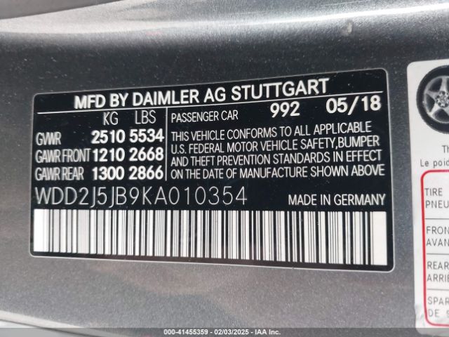 WDD2J5JB9KA010354 Mercedes-Benz CLS 450
