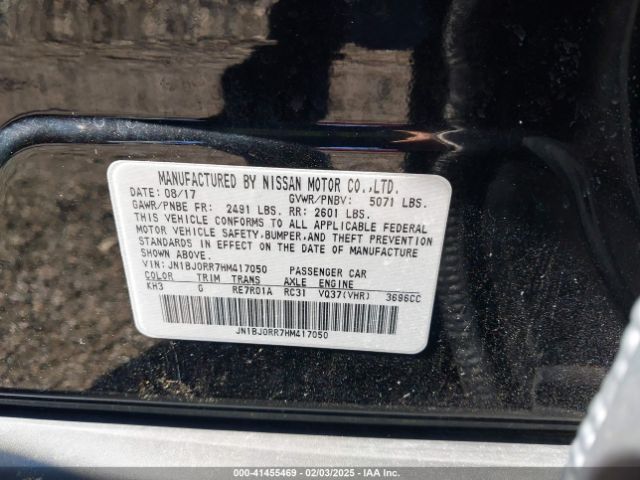 JN1BJ0RR7HM417050 Infiniti QX50