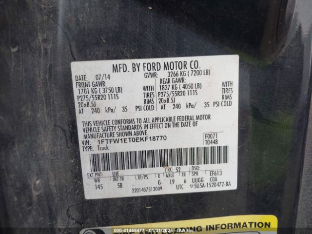 1FTFW1ET0EKF18770 Ford F-150 Fx4
