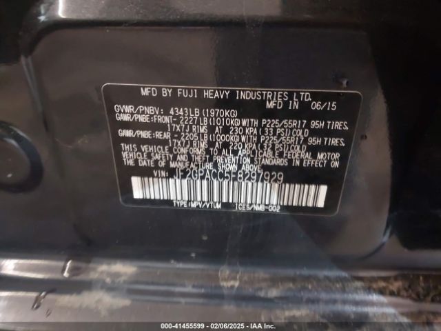 JF2GPACC5F8297929 Subaru Xv Crosstrek 2.0i Premium