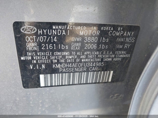 Hyundai ELANTRA SE 2015 KMHDH4AE0FU344985 Image 9